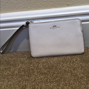 Coach cross grain leather corner zip wristlet